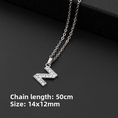 Stainless Steel Letter Necklace with Crystal Pendant – product view 31