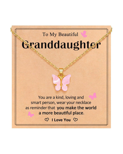 Pink Butterfly Stainless Steel Necklace – product view 7