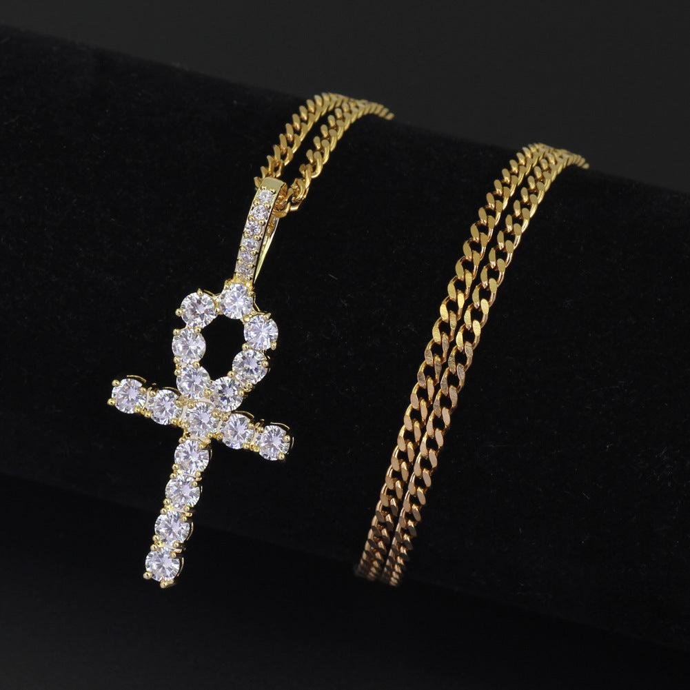 Men's Crystal Cross Pendant Necklace – product view 4