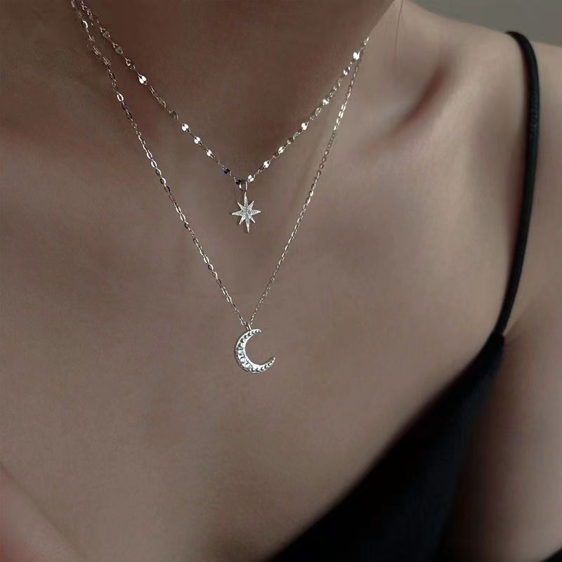 Layered Star Moon Pendant Necklace for Women – product view 6