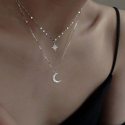 Layered Star Moon Pendant Necklace for Women – product view 6