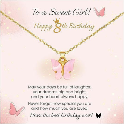 Pink Butterfly Stainless Steel Necklace – product view 18