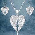 Angel Wing Heart Shape Necklace and Earrings Set