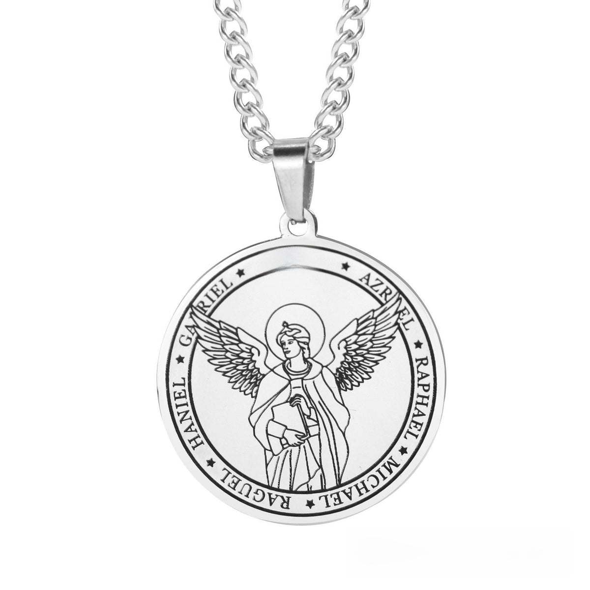 Titanium Steel Angel Wing Religious Necklace – product view 5