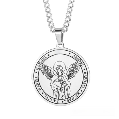 Titanium Steel Angel Wing Religious Necklace – product view 5