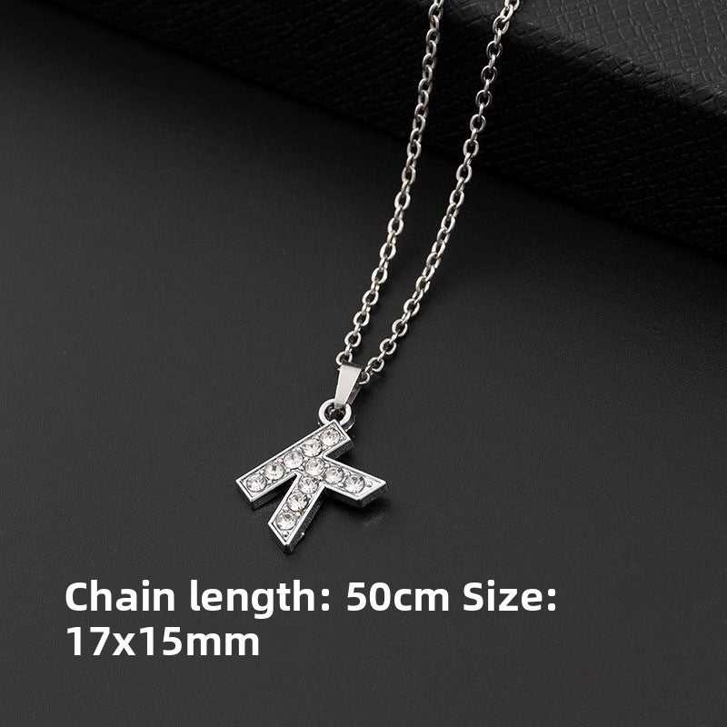 Stainless Steel Letter Necklace with Crystal Pendant – product view 16