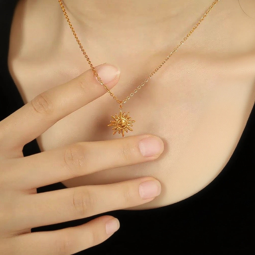 Adjustable Sunflower Pendant Titanium Steel Necklace – product view 4