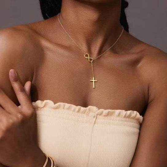 Simple Figure-eight Cross Necklace – product view 4