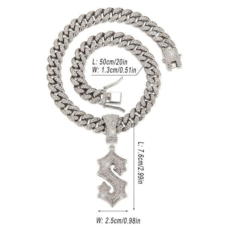 Hip Hop Letter Pendant Necklace with Cuban Chain – product view 9