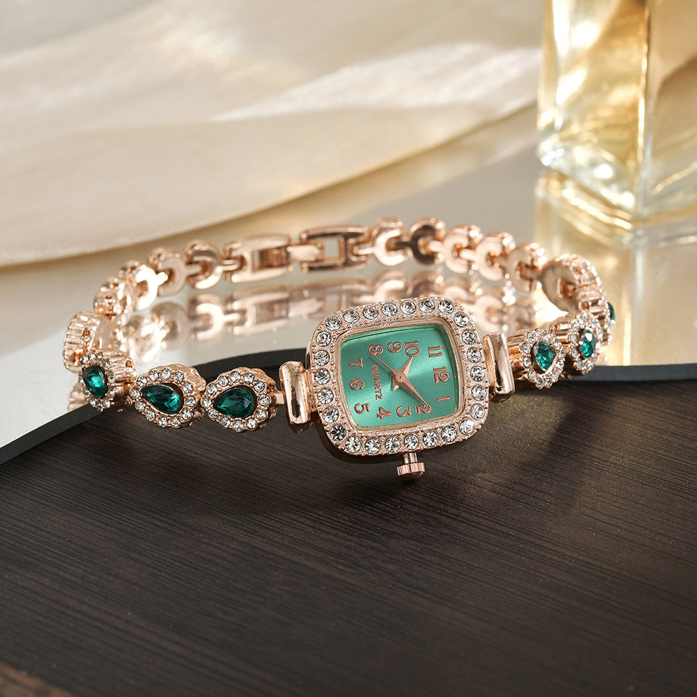 Petite Crystal Quartz Watch – Women’s Chain Bracelet