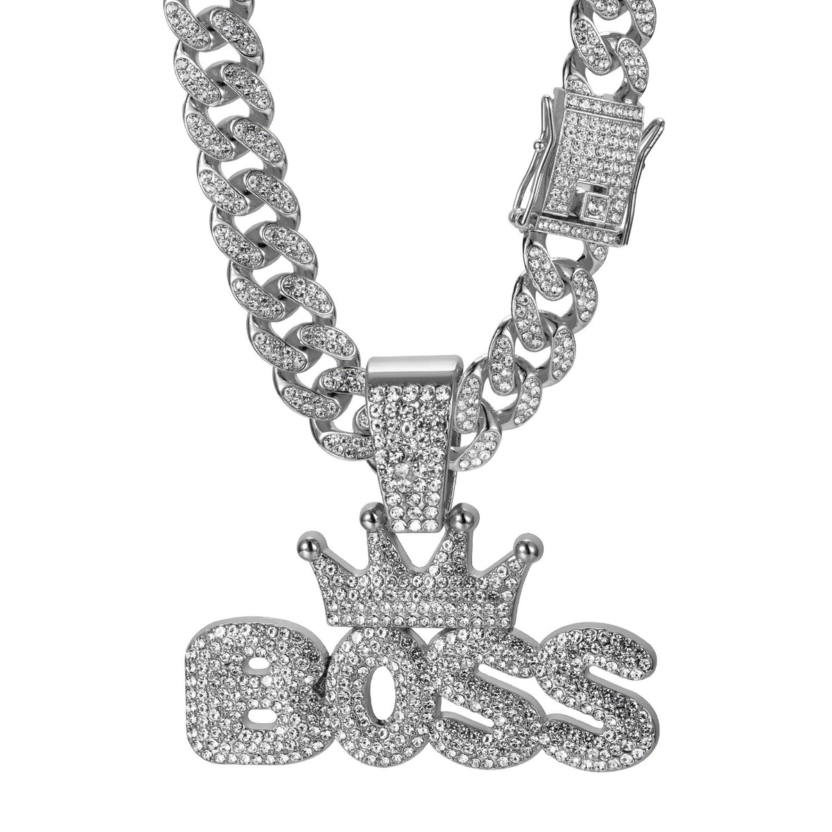 Crown Pendant Cuban Chain Necklace – product view 6