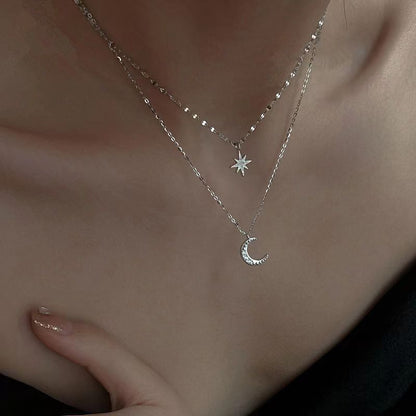 Layered Star Moon Pendant Necklace for Women – product view 5