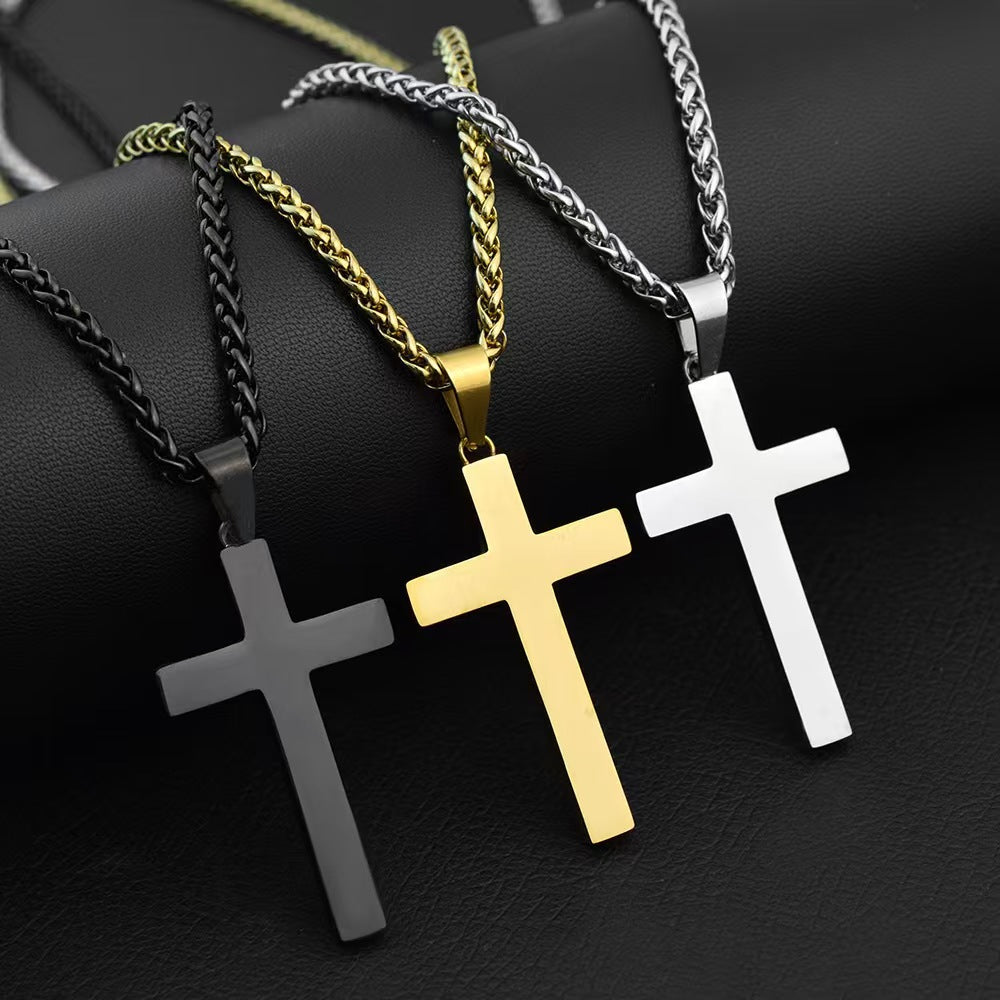 Cross Pendant Twisted Chain Necklace – product view 2
