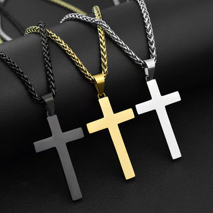 Cross Pendant Twisted Chain Necklace – product view 2