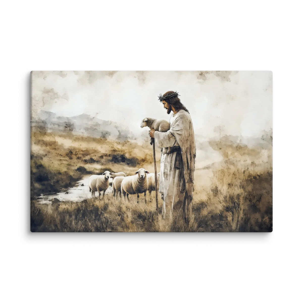 The Faithful Shepherd Canvas - Sacrifice & Guidance Landscape Art