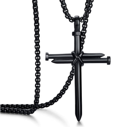Retro Cross Titanium Steel Necklace – product view 2