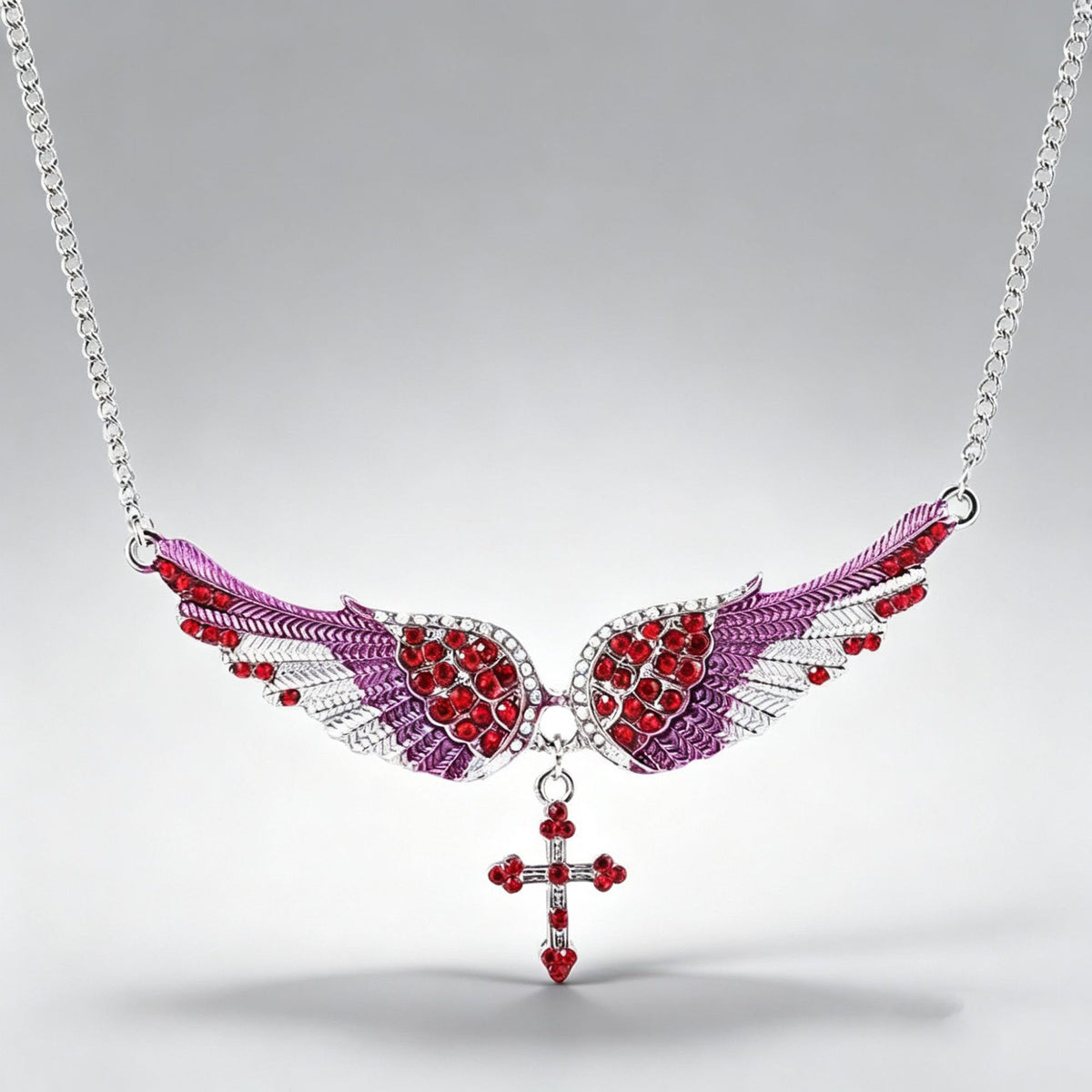 Angel Wing Cross Pendant Necklace – product view 8