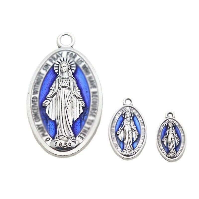 Vintage Oval Mary Pendant Necklace – product view 1