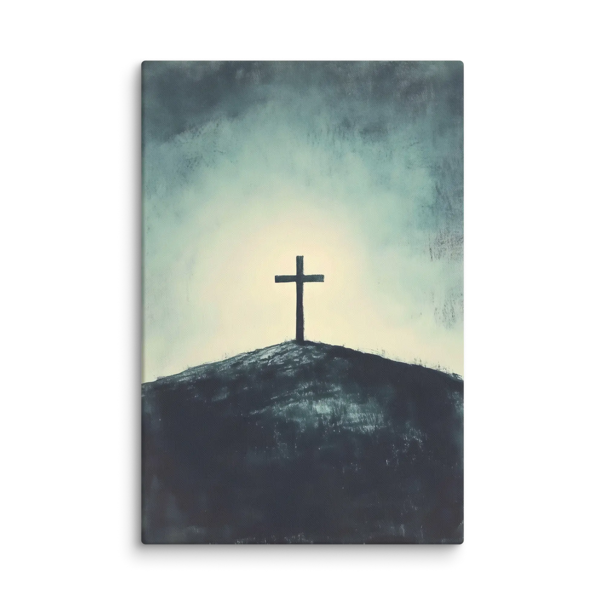 The Solitary Cross Canvas – Minimalist Contemplative Faith Art